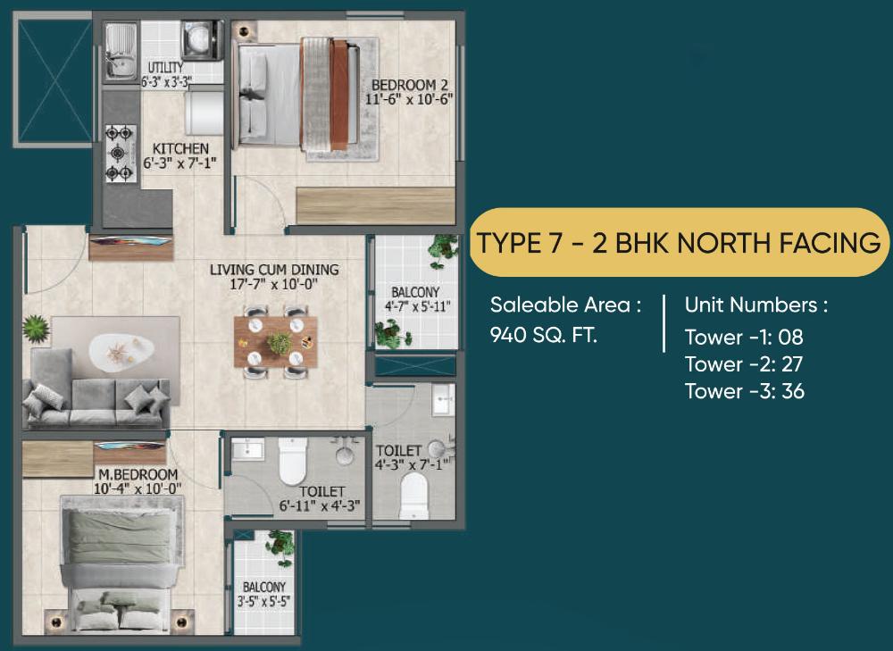 3 BHK Floor Plan